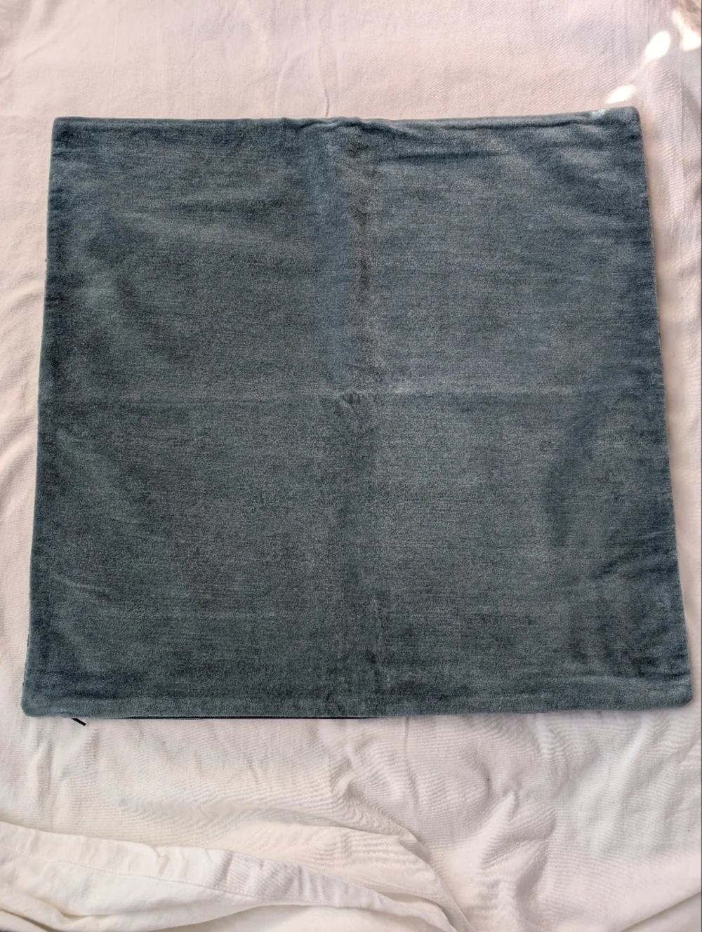 Crate&Barrel Trevino Silk Textured Green Pillow Covers  Cotton Velour Back - 2